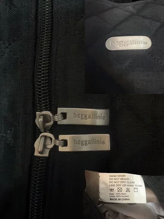 Baggallini Large Quilted Travel Duffle Black Nylon 3 Compartment Tote Wristlet - Picture 10 of 10